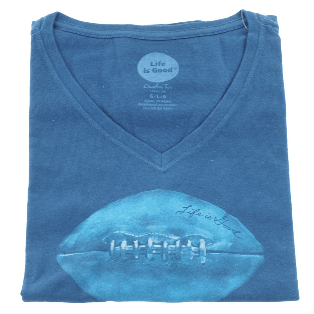 Life Is Good Women's V-Neck Masterpiece Football Crusher Tee